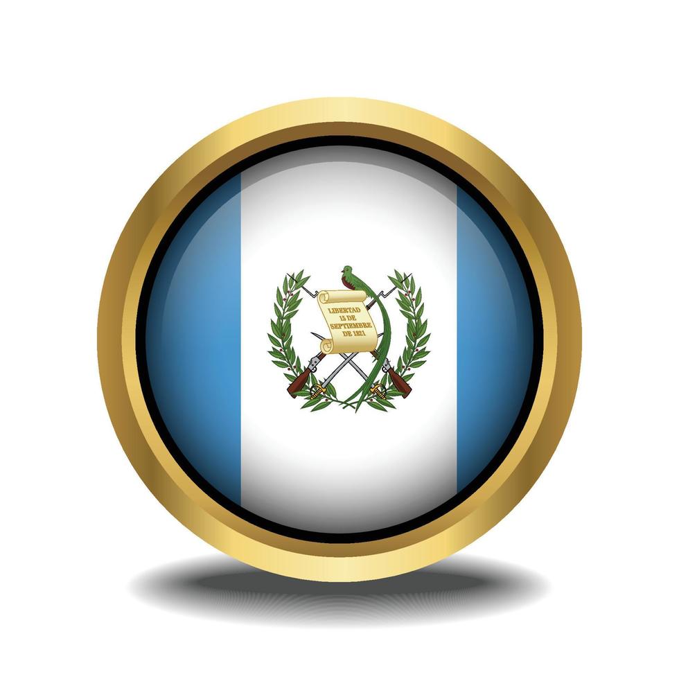 Guatemala Flag circle shape button glass in frame golden vector