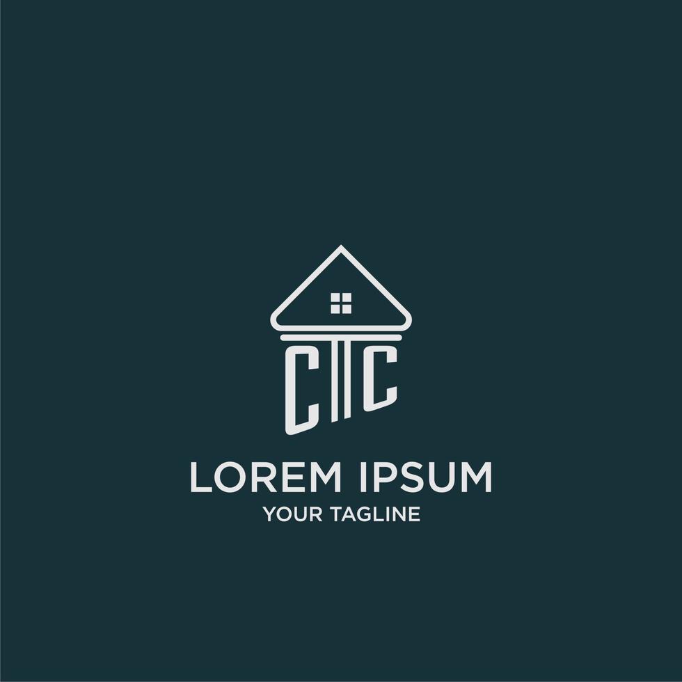 CC initial logo monogram real estate with home image ideas vector