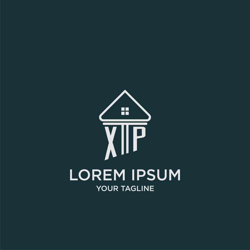 XP initial logo monogram real estate with home image ideas vector
