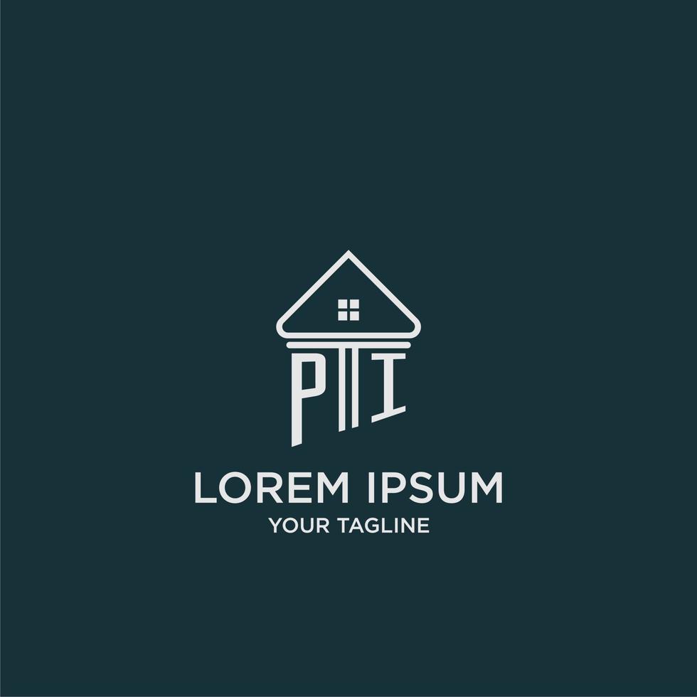PI initial logo monogram real estate with home image ideas vector