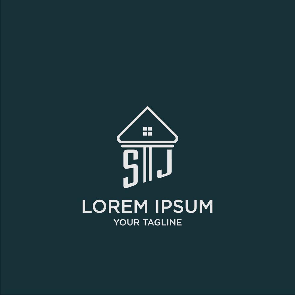 SJ initial logo monogram real estate with home image ideas vector