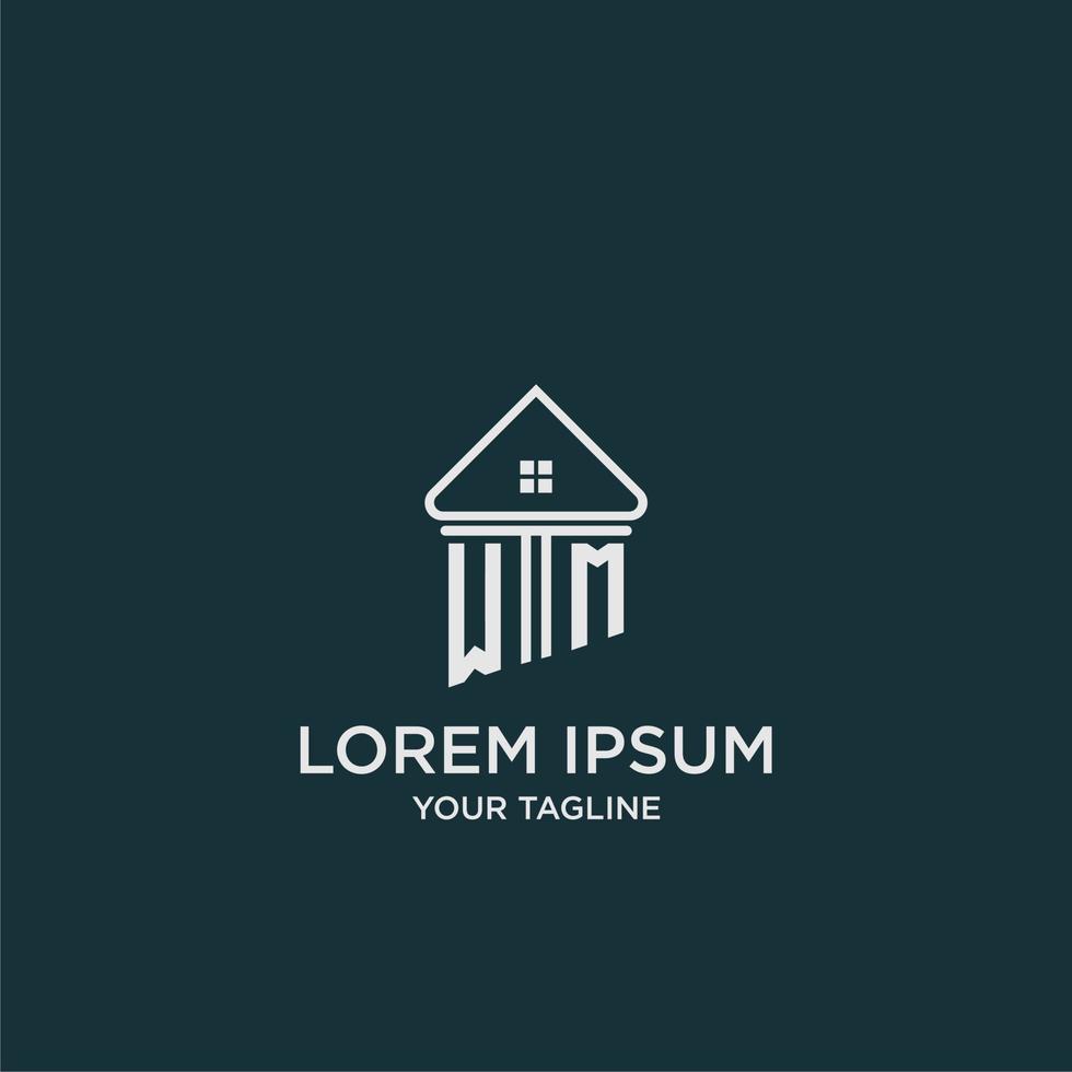 WM initial logo monogram real estate with home image ideas vector