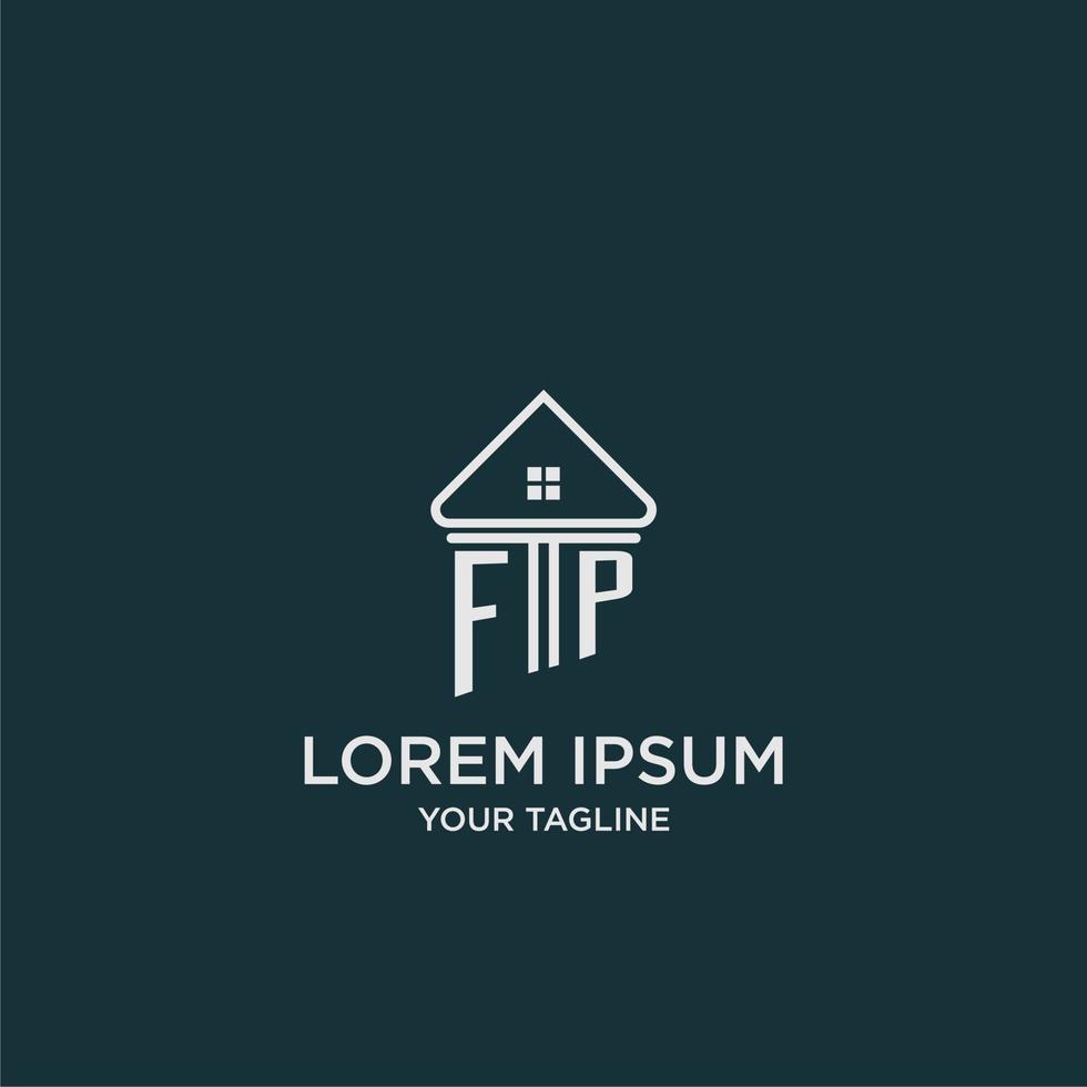 FP initial logo monogram real estate with home image ideas vector