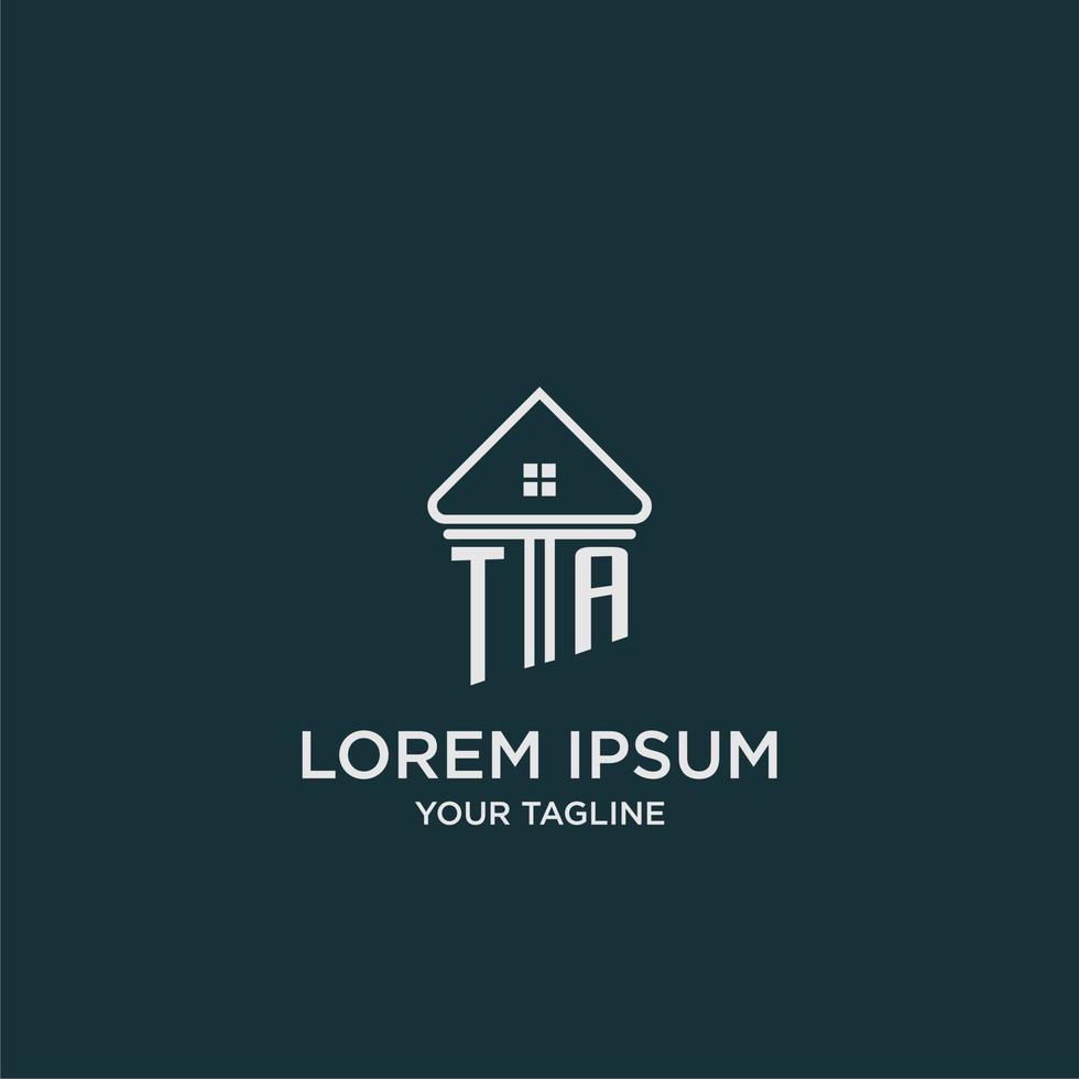 TA initial logo monogram real estate with home image ideas vector