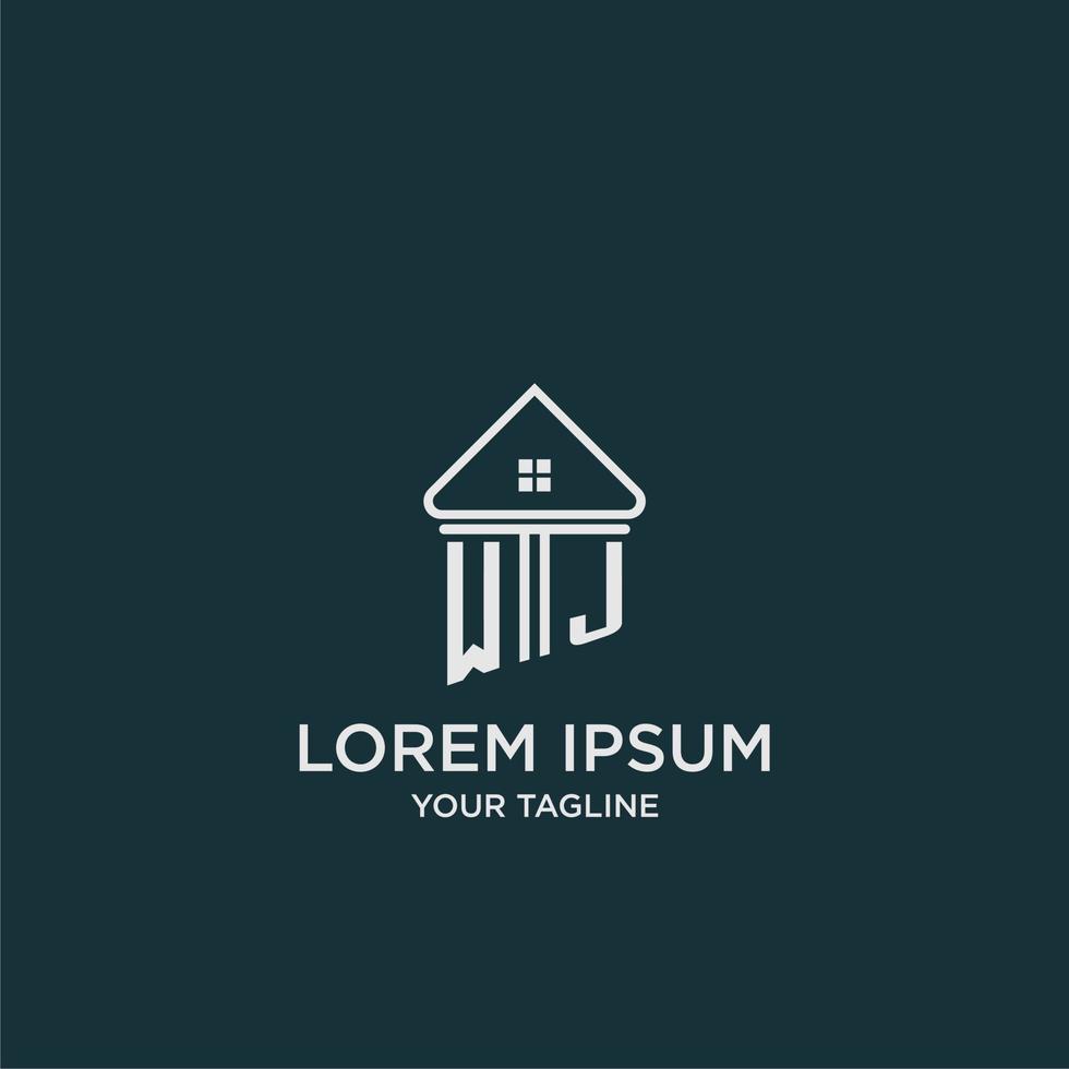 WJ initial logo monogram real estate with home image ideas vector