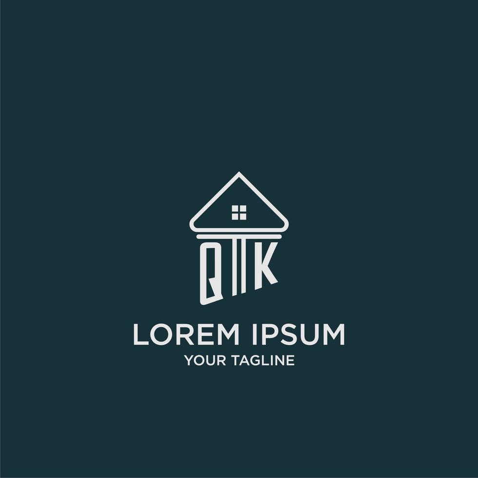 QK initial logo monogram real estate with home image ideas vector