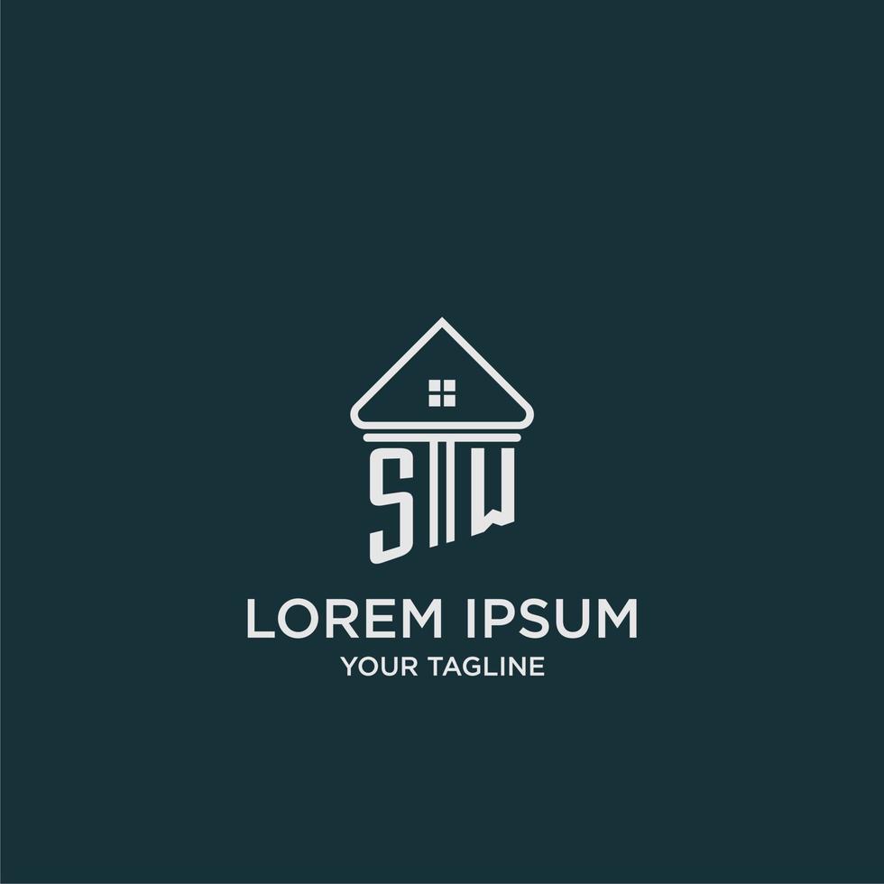 SW initial logo monogram real estate with home image ideas vector
