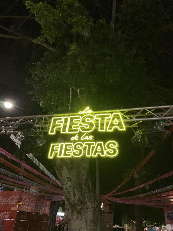 Santa Cruz, Tenerife, Spain - 02.17.2023. Neon Sign from Carnival Parade photo