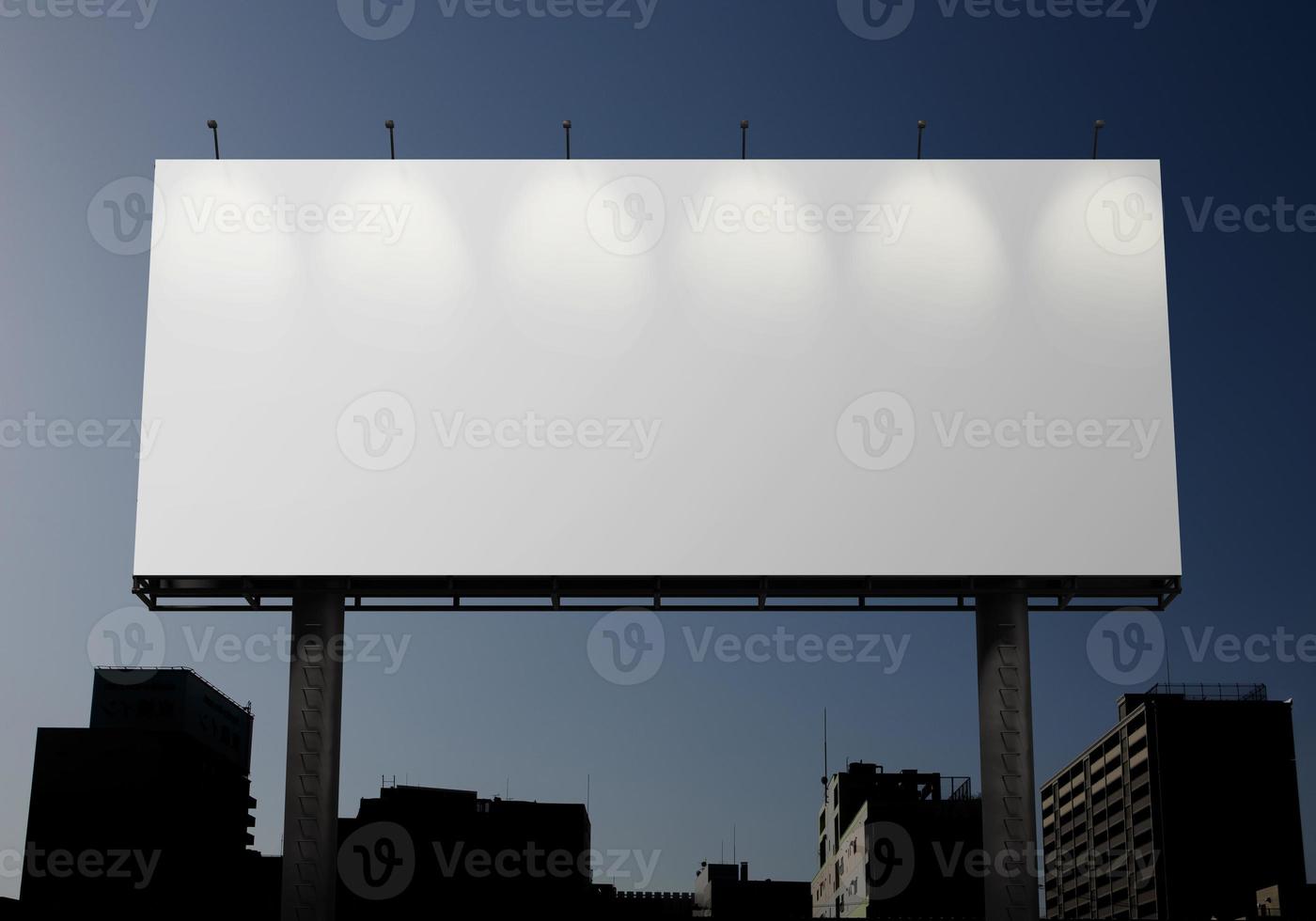 Mockup Outdoor billboard on blue sky background with copy space for your logo or graphic design, 3d rendering studio photo