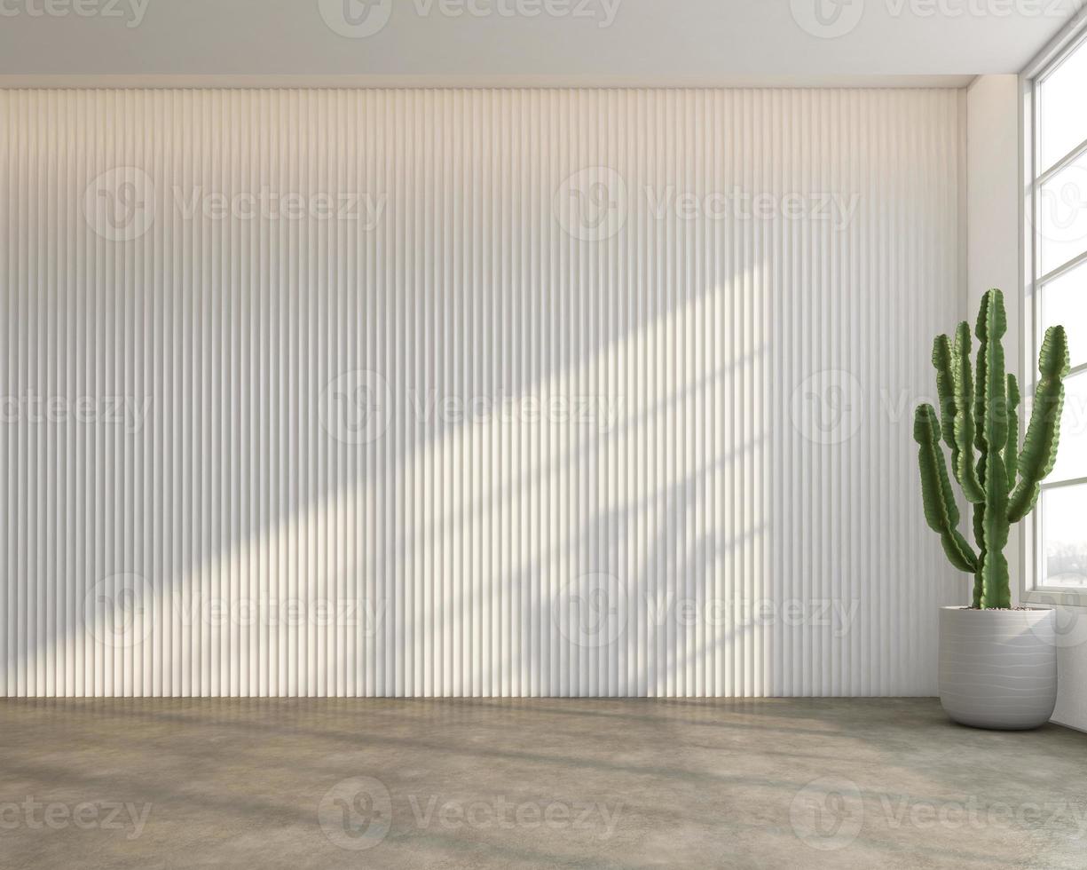 Loft style empty room with minimalist white slat wall. 3d rendering photo