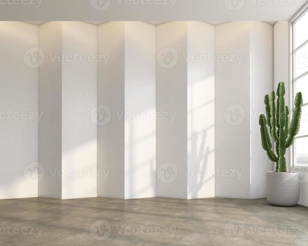 Loft style empty room with minimalist white pattern wall. 3d rendering photo