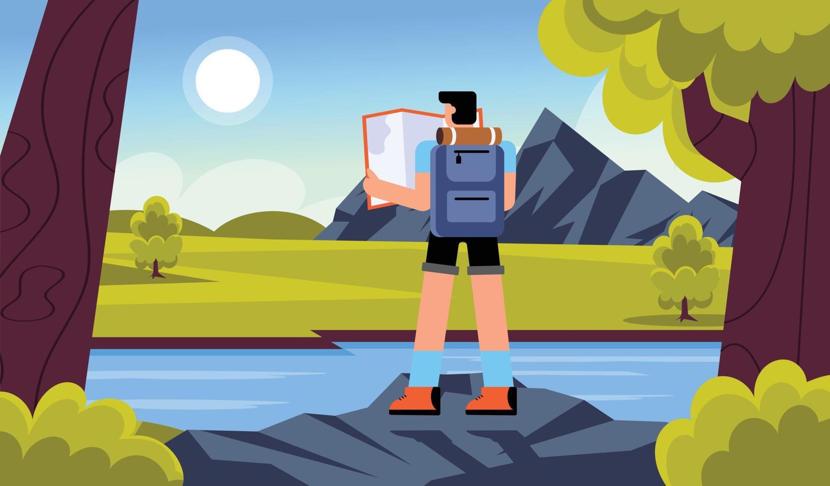 Trendy Nature Hiking vector