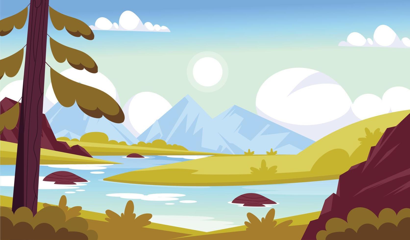Trendy Mountain River vector