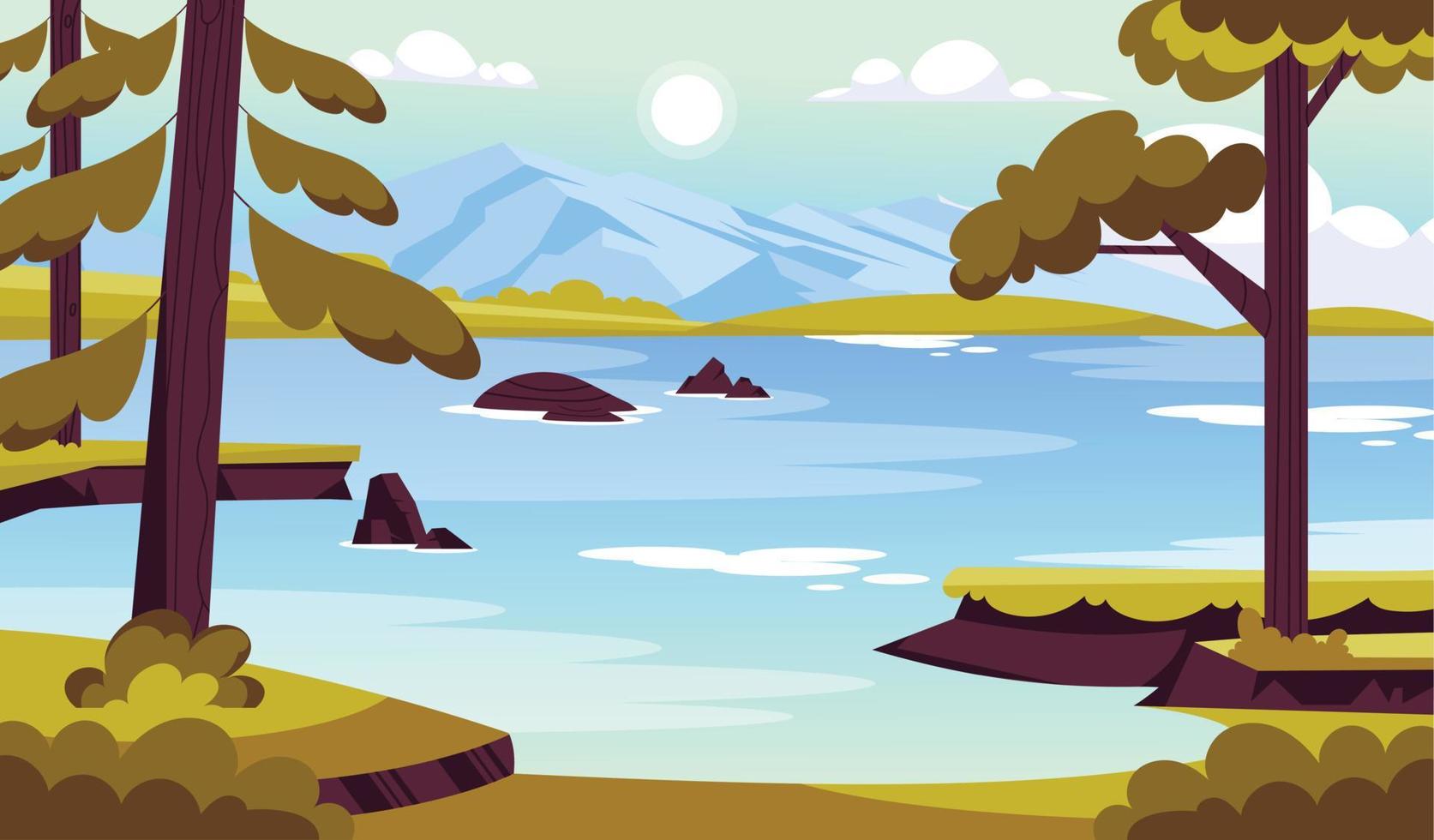 Trendy Lake Scenery vector