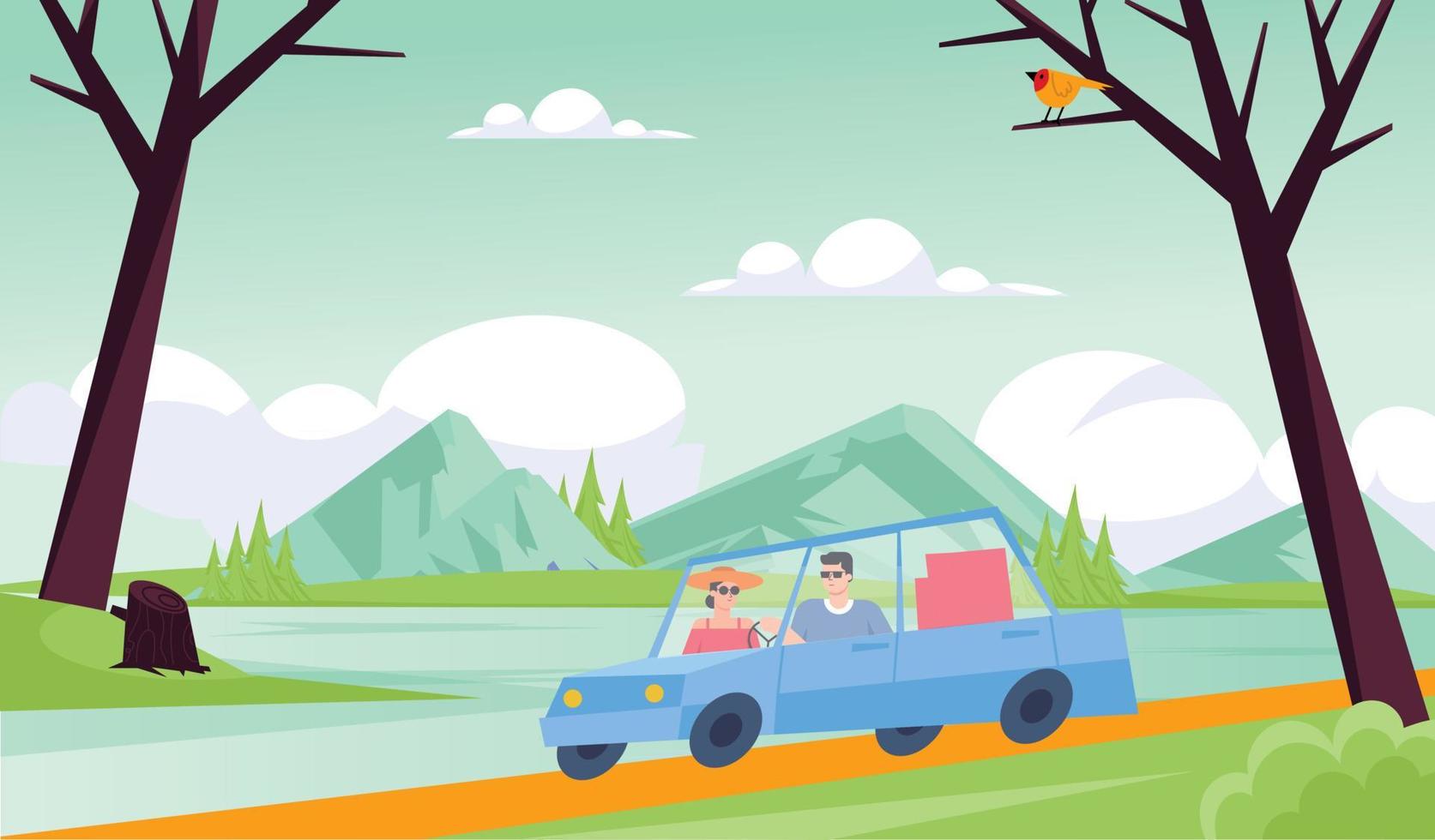 Trendy Forest Driving vector