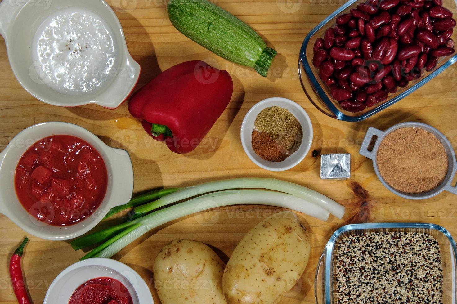 Raw ingredients. Ready to be cooked. Recipe for chicken stew, European cuisine, cooked with a garnish of mushrooms, small onions and other. photo