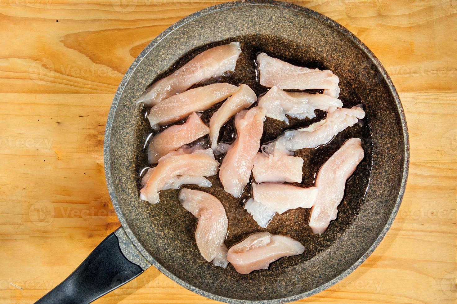 Raw ingredients. Ready to be cooked. Recipe for chicken stew, European cuisine, cooked with a garnish of mushrooms, small onions and other. photo