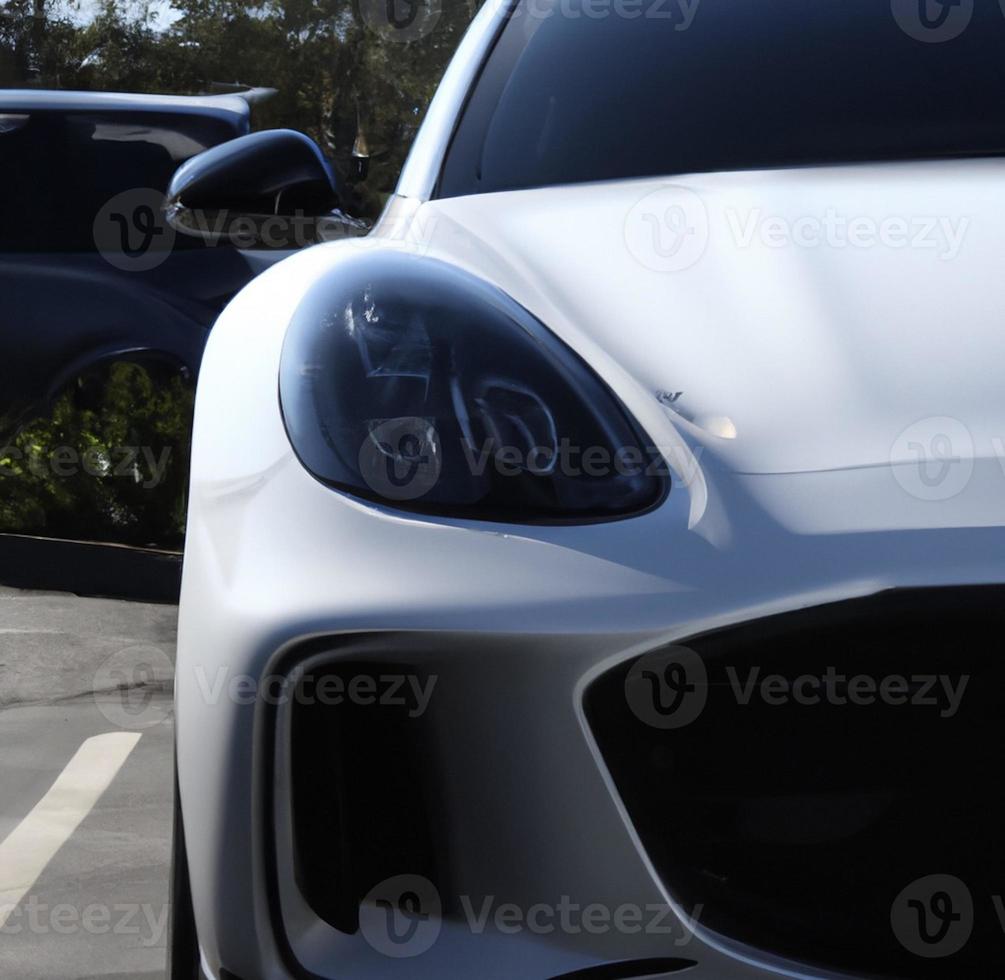 white luxury car closeup photo