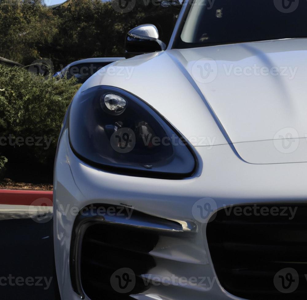 white luxury car closeup photo