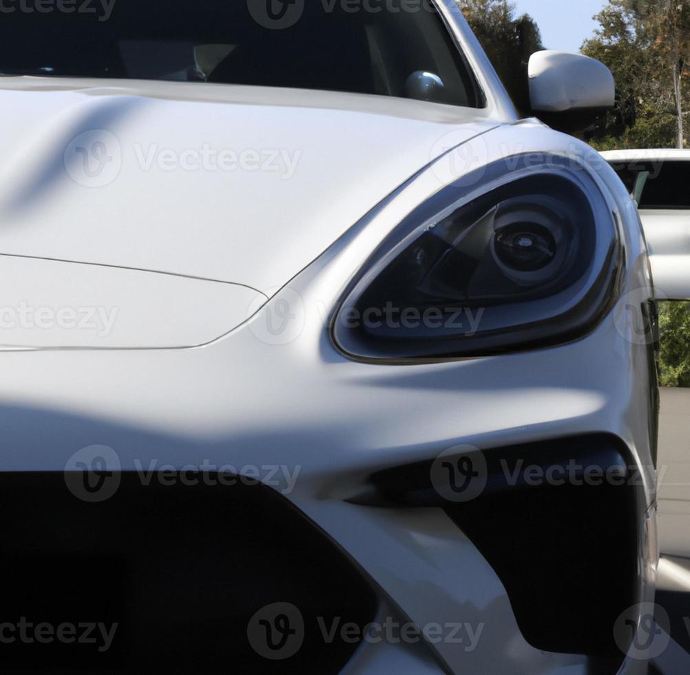 white luxury car closeup photo