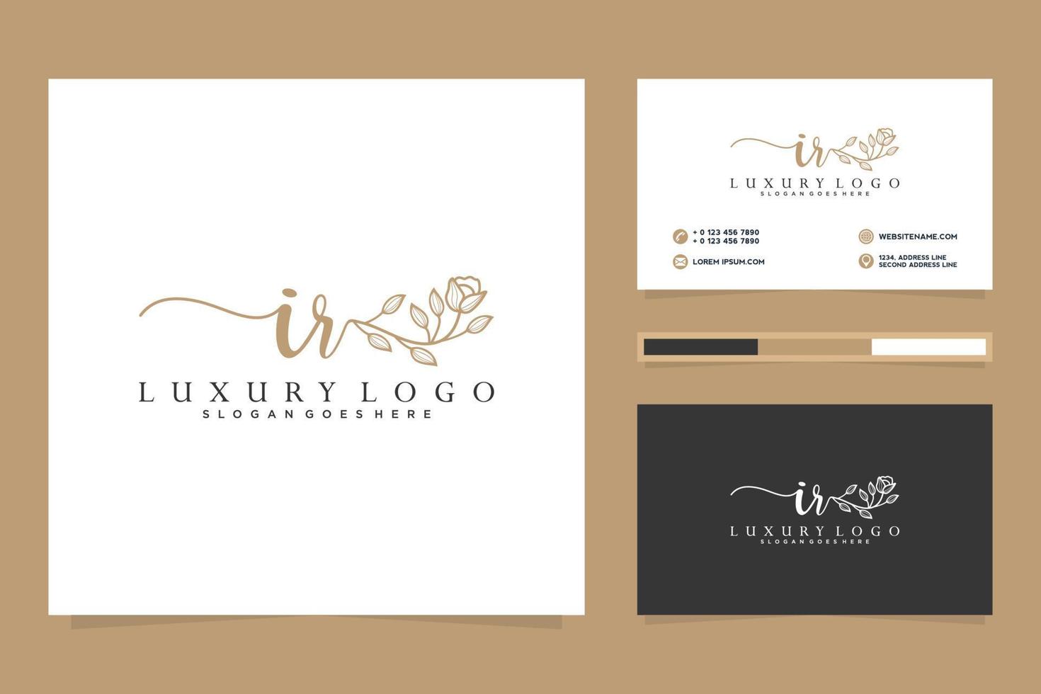 Initial IR Feminine logo collections and business card templat Premium Vector
