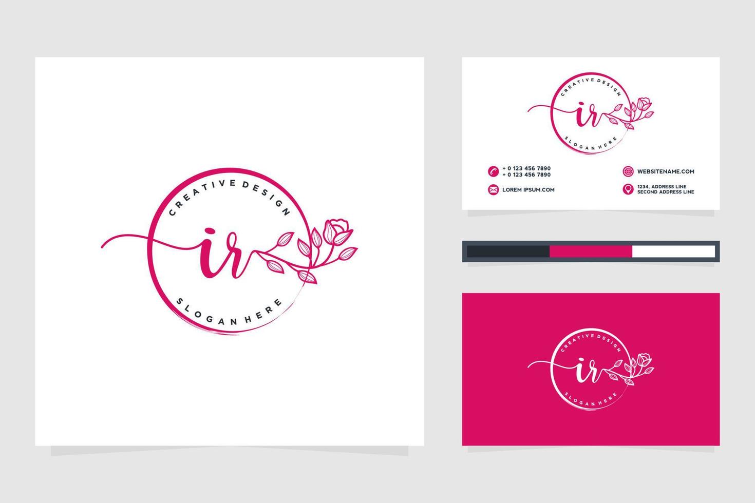 Initial IR Feminine logo collections and business card templat Premium Vector