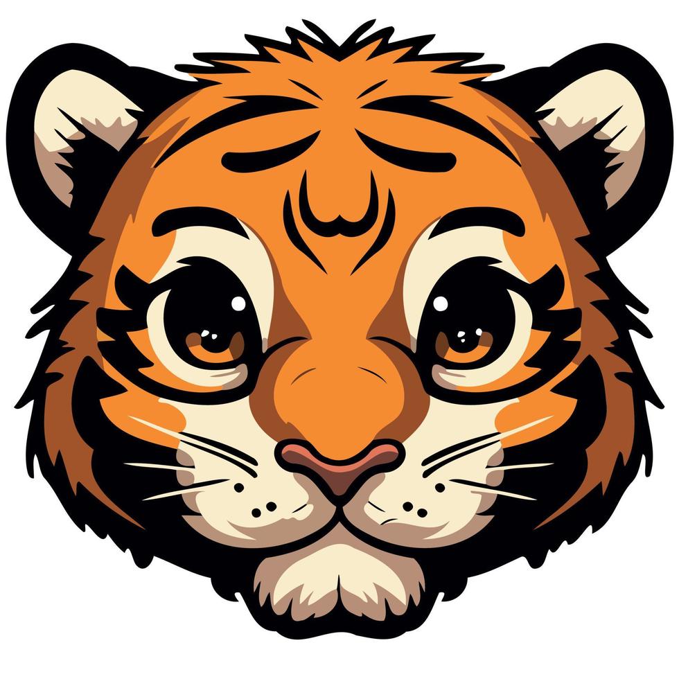 common tiger feline mammal animal face vector