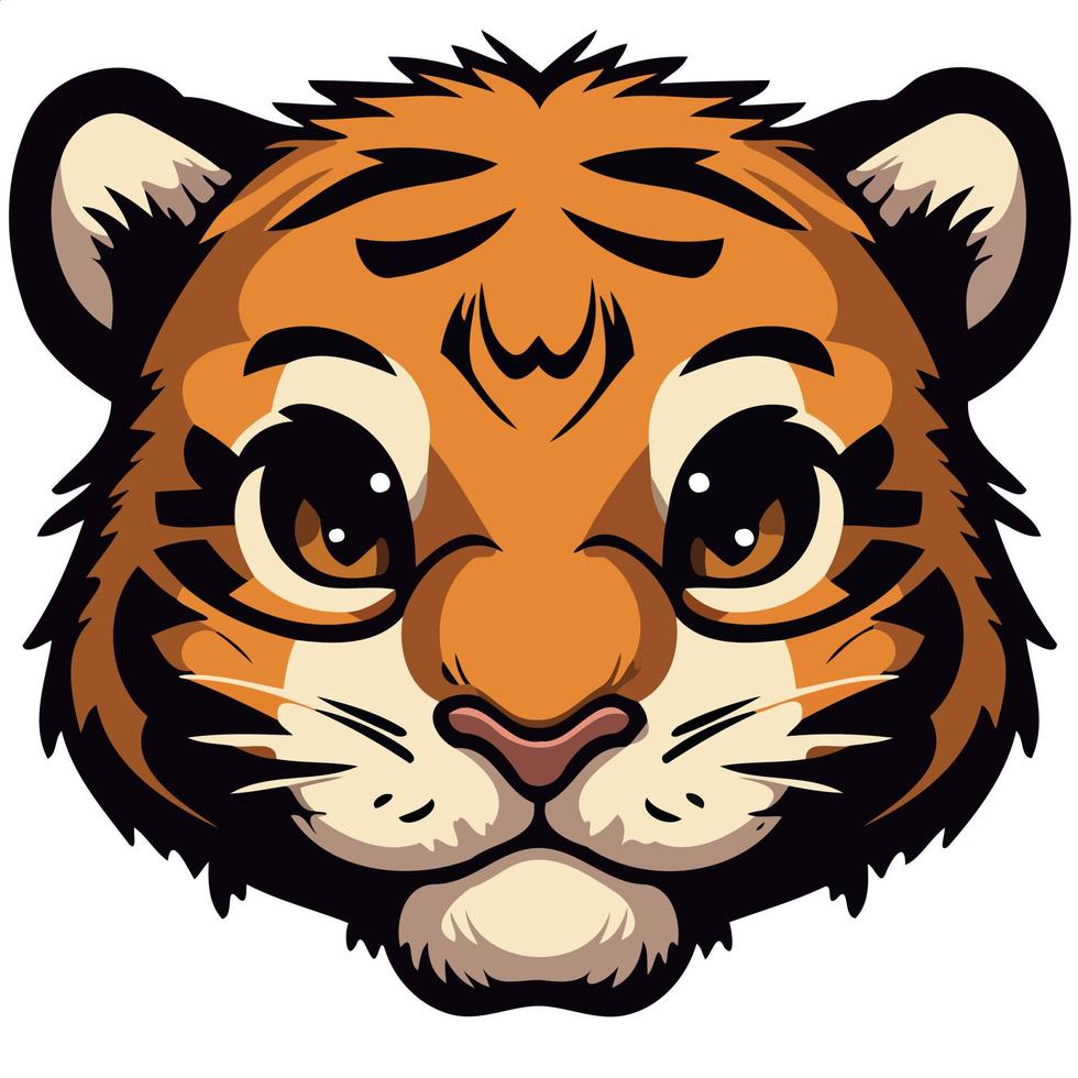 common tiger feline mammal animal face vector