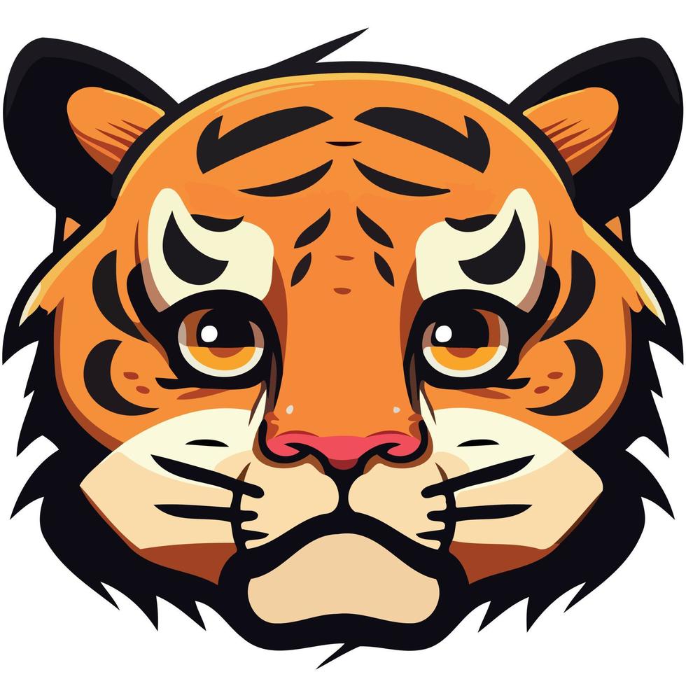 common tiger feline mammal animal face vector