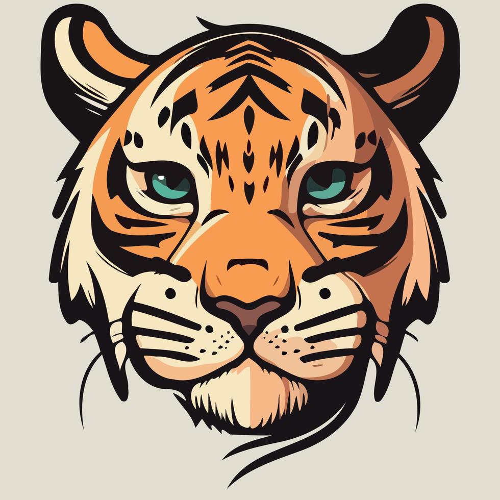 común Tigre felino mamífero animal cara vector