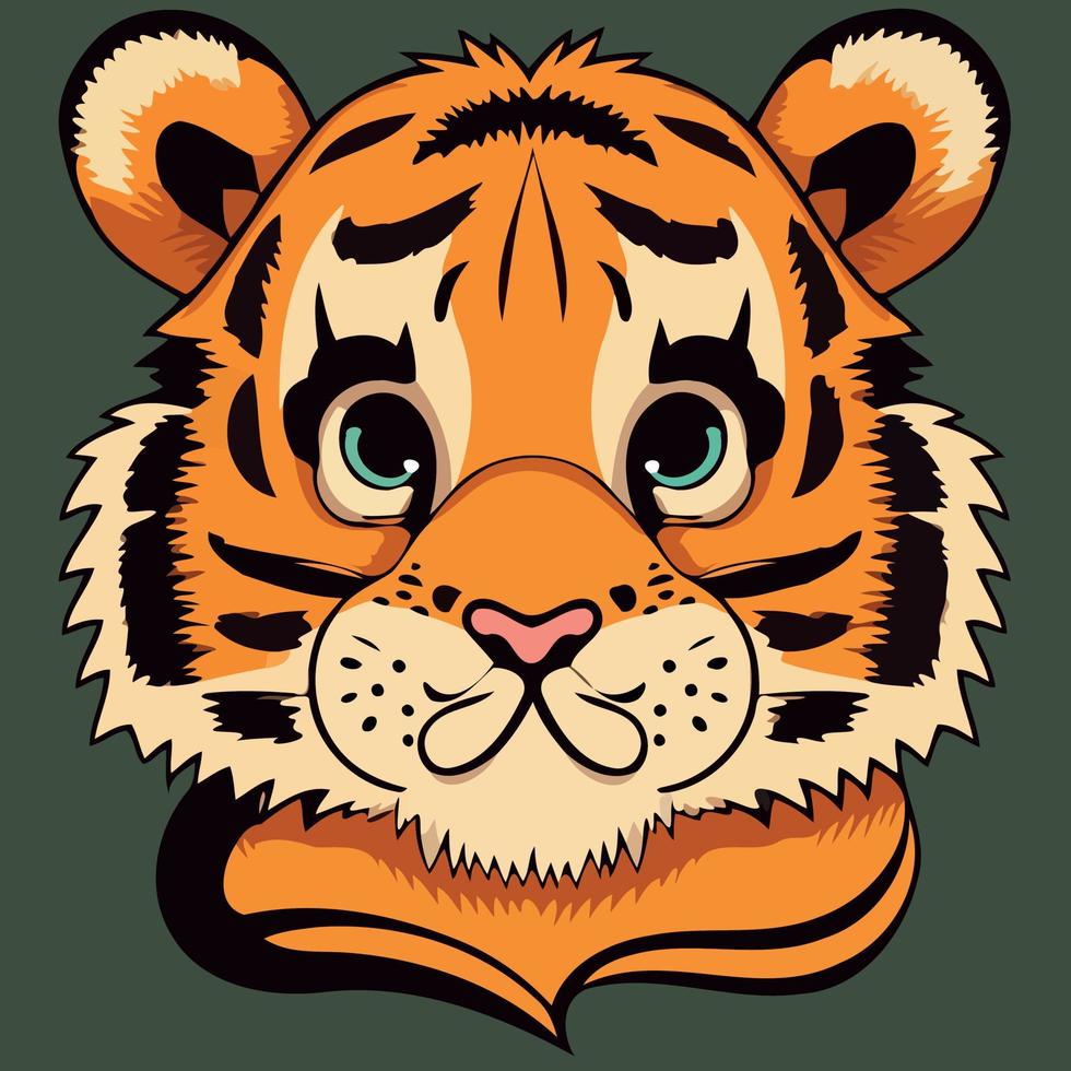 común Tigre felino mamífero animal cara vector