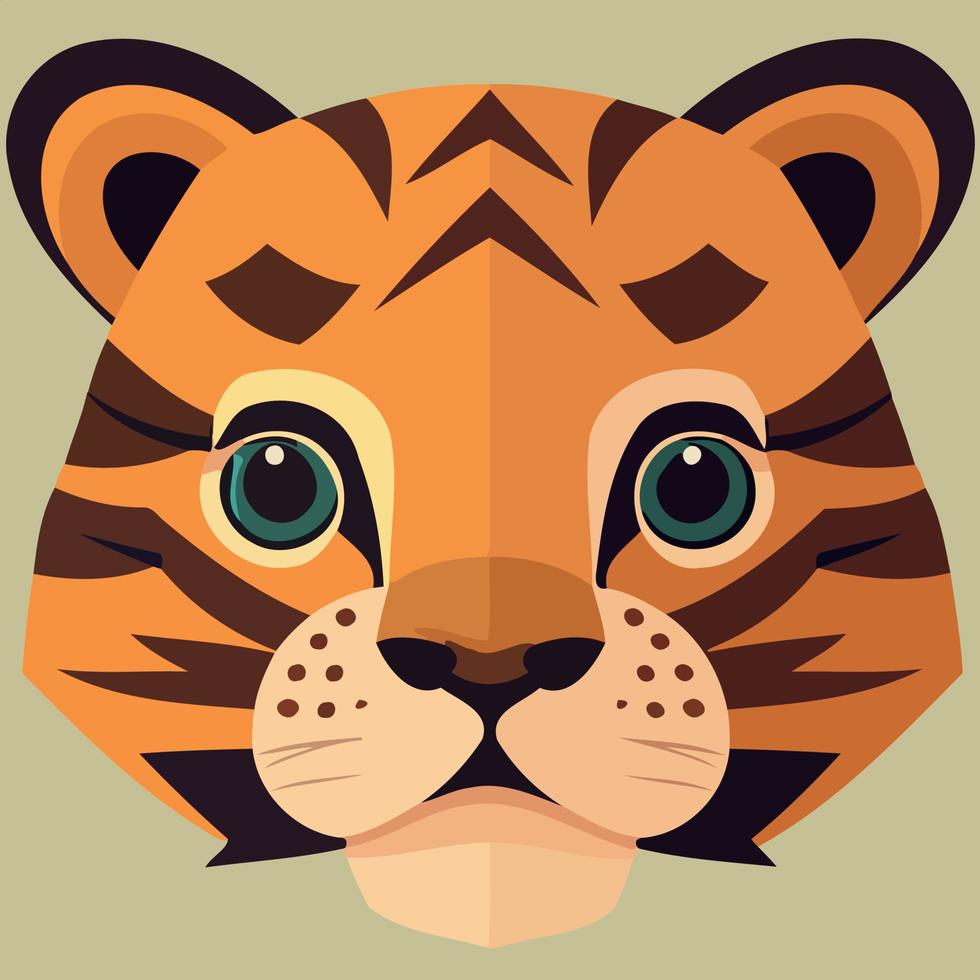 común Tigre felino mamífero animal cara vector