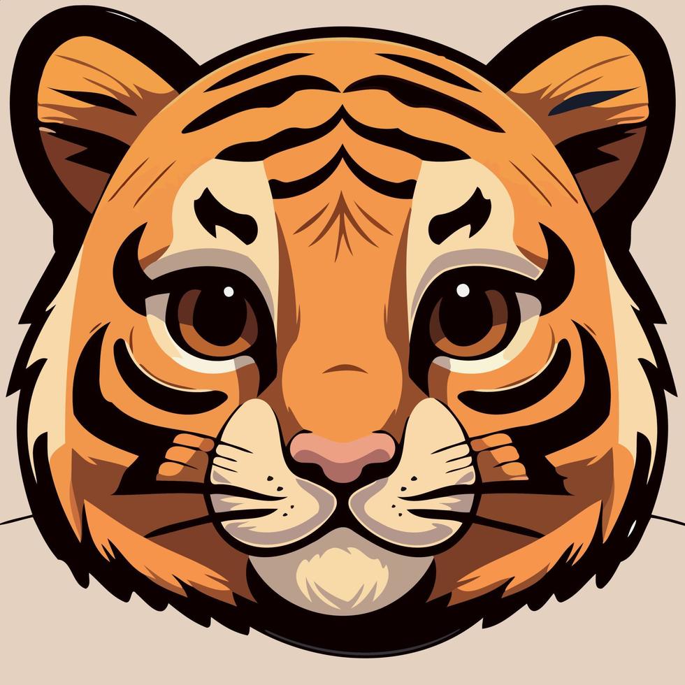 común Tigre felino mamífero animal cara vector