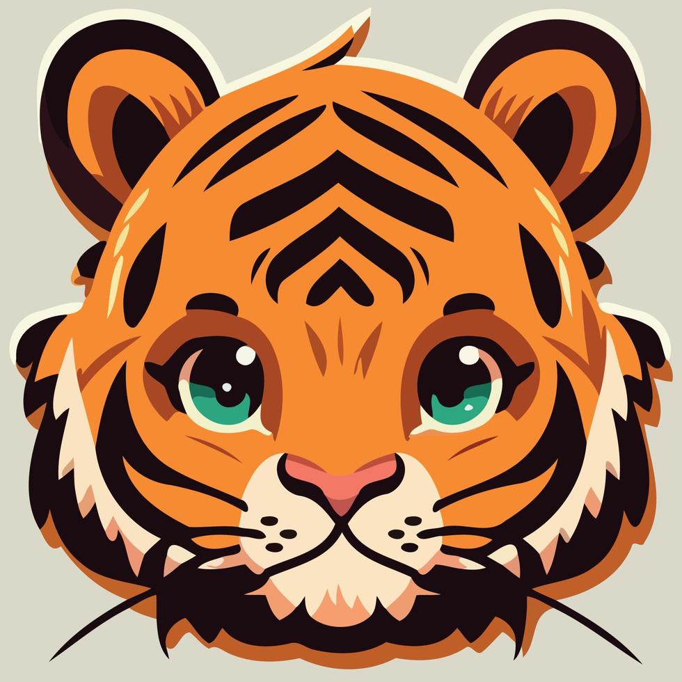 common tiger feline mammal animal face vector