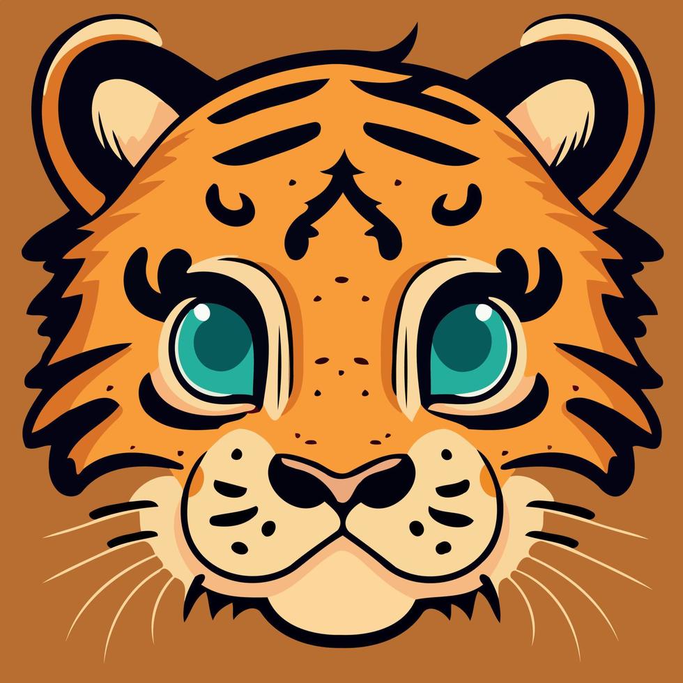 común Tigre felino mamífero animal cara vector