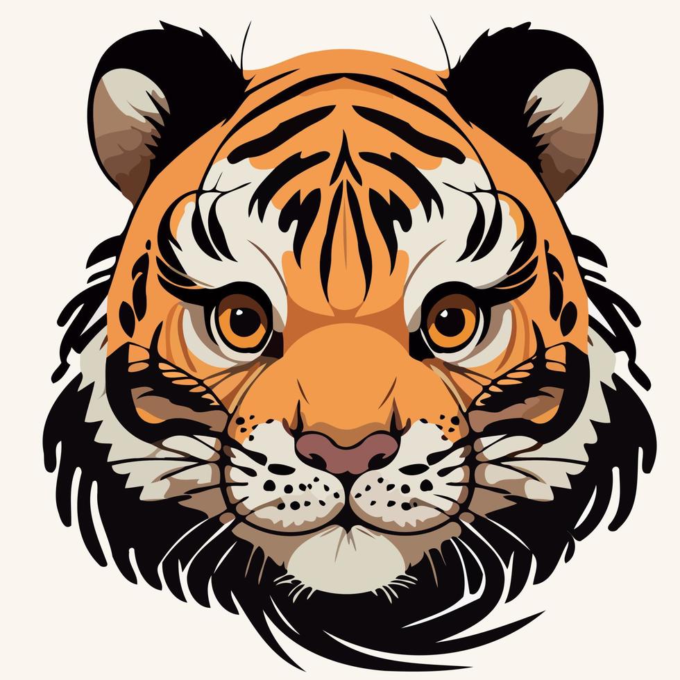 común Tigre felino mamífero animal cara vector