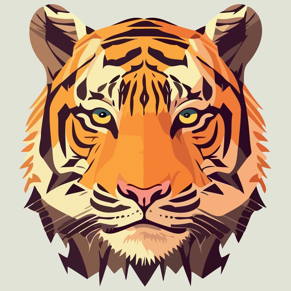 common tiger feline mammal animal face vector