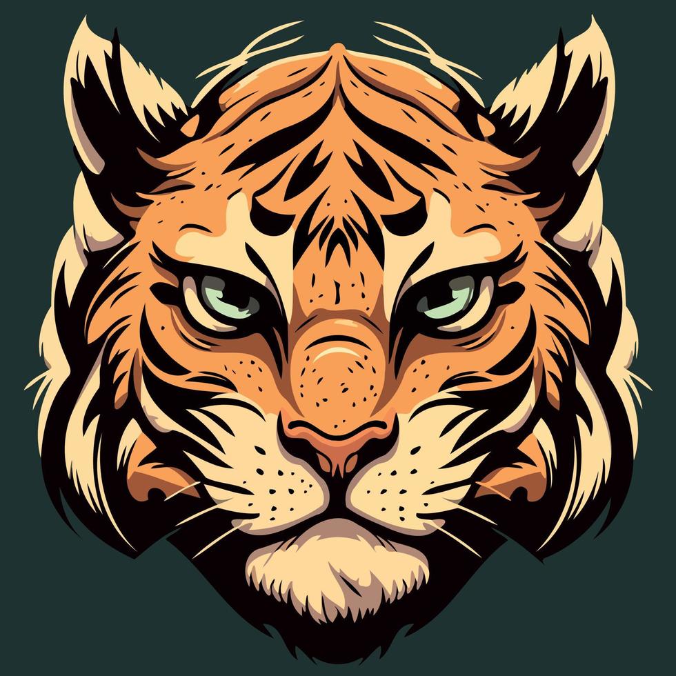 common tiger feline mammal animal face vector