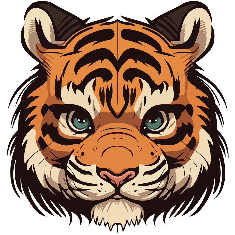 común Tigre felino mamífero animal cara vector