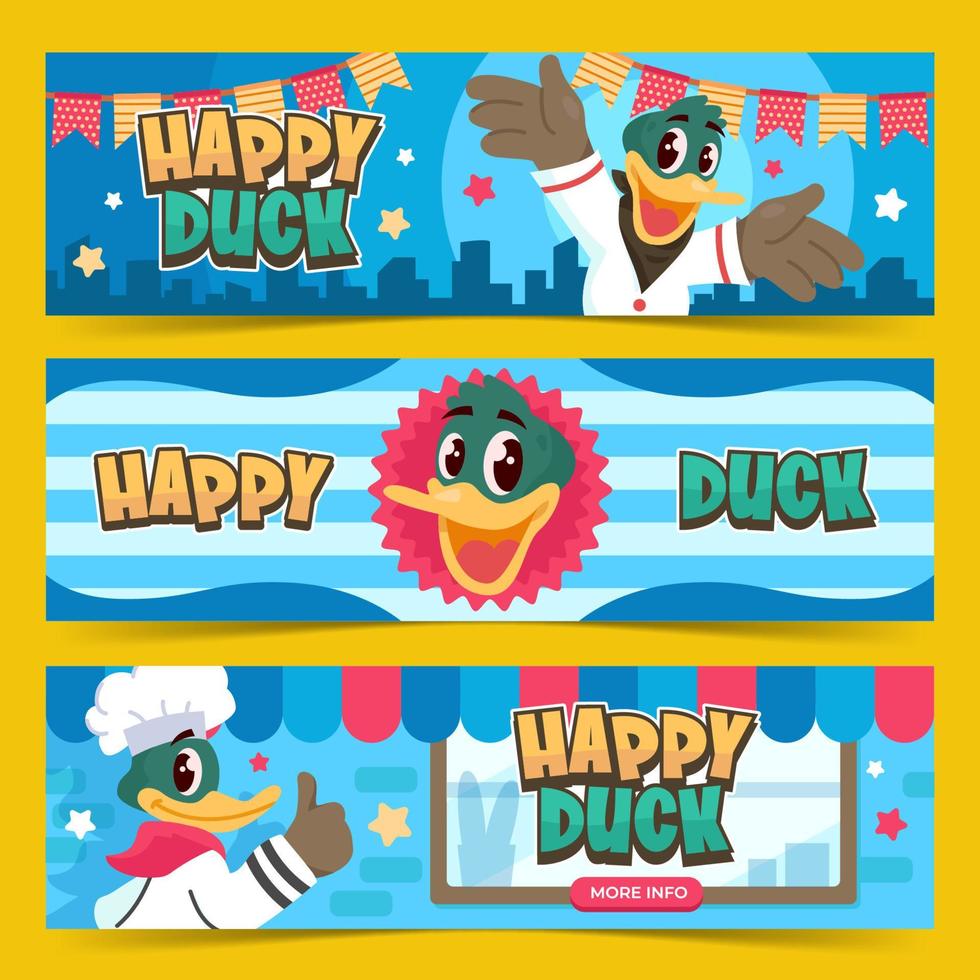 Happy Duck Character Social Media Template vector