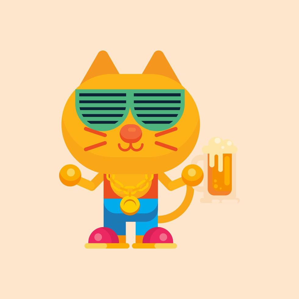 linda gato maskot personaje con plano diseño ilustrador vector