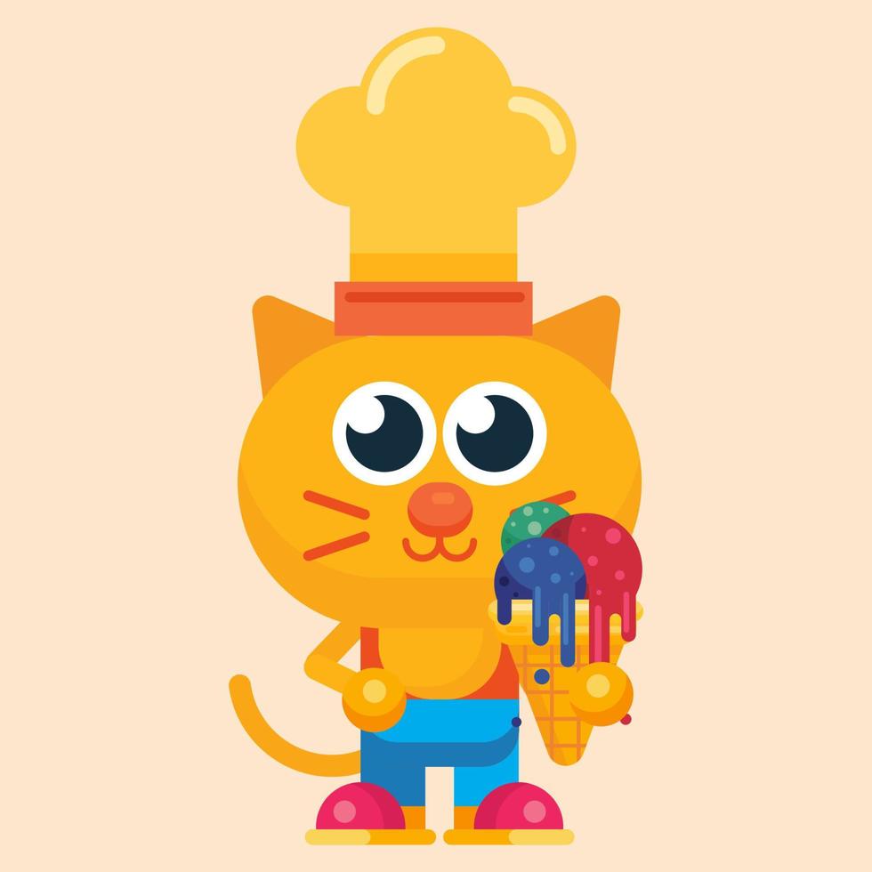 Cute cat maskot character with flat design illustrator vector