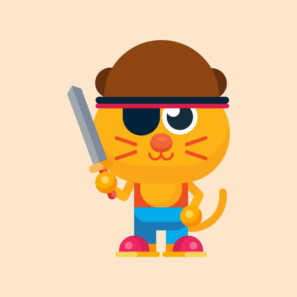 Cute cat maskot character with flat design illustrator vector