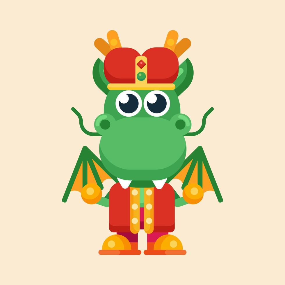 Funny cartoon maskot dragon character flat design illustration vector