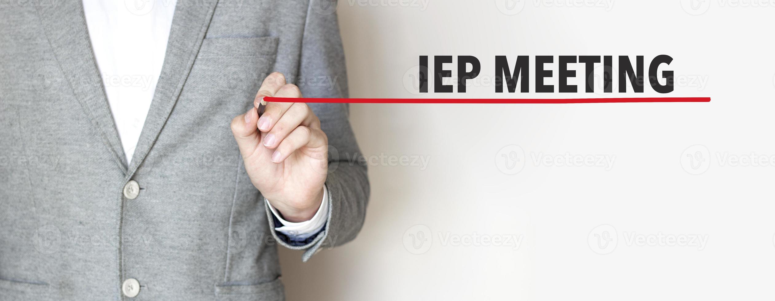 iep meeting words made with marker and businessman photo