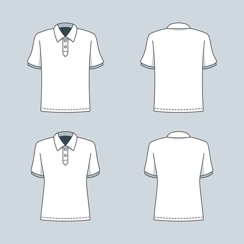 Outline Polo White Mock Up vector