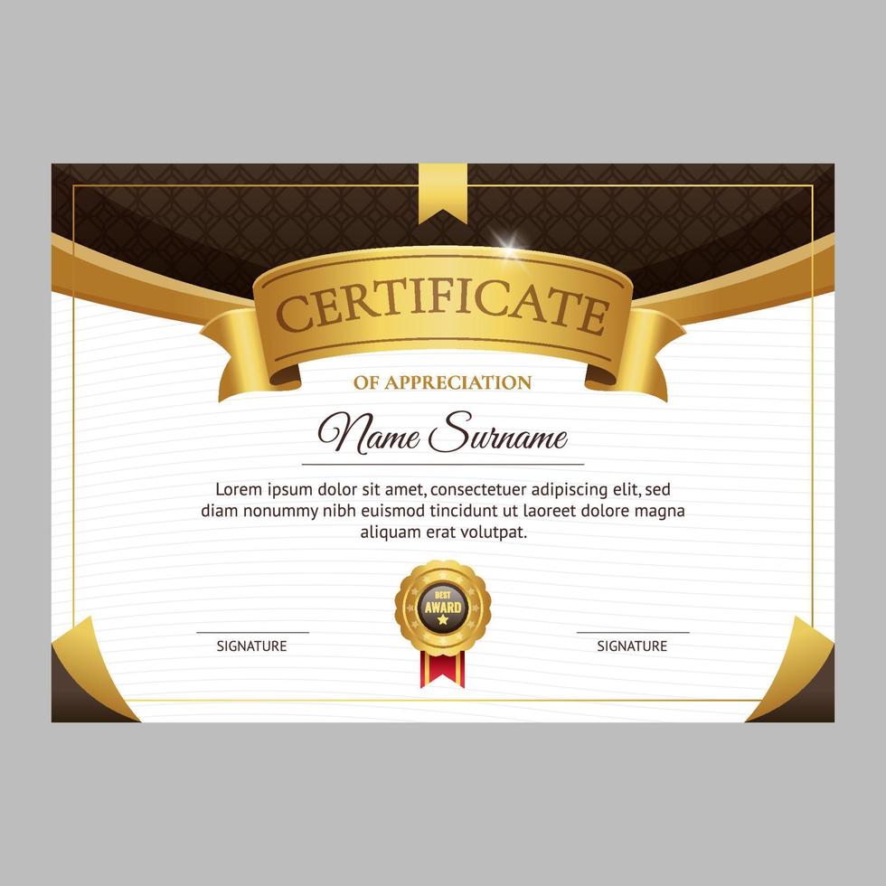 Professional Golden Brown Certificate Template vector