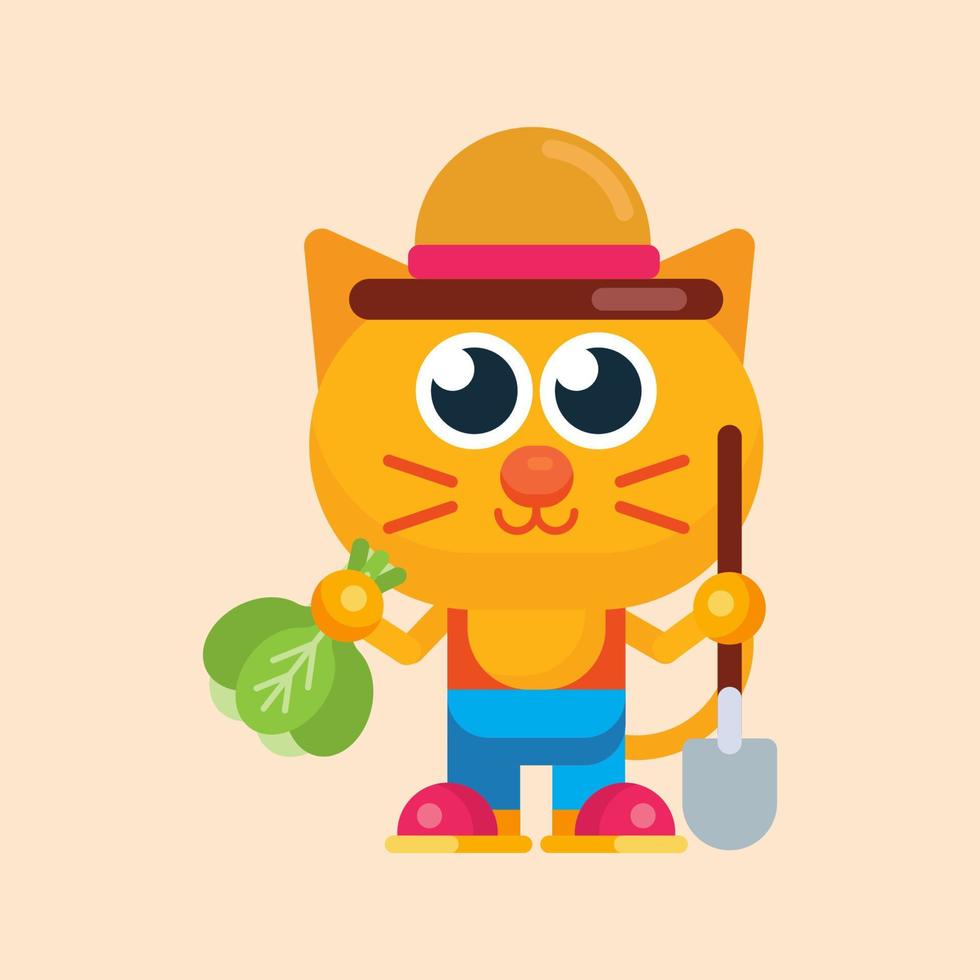 Cute cat maskot character with flat design illustrator vector