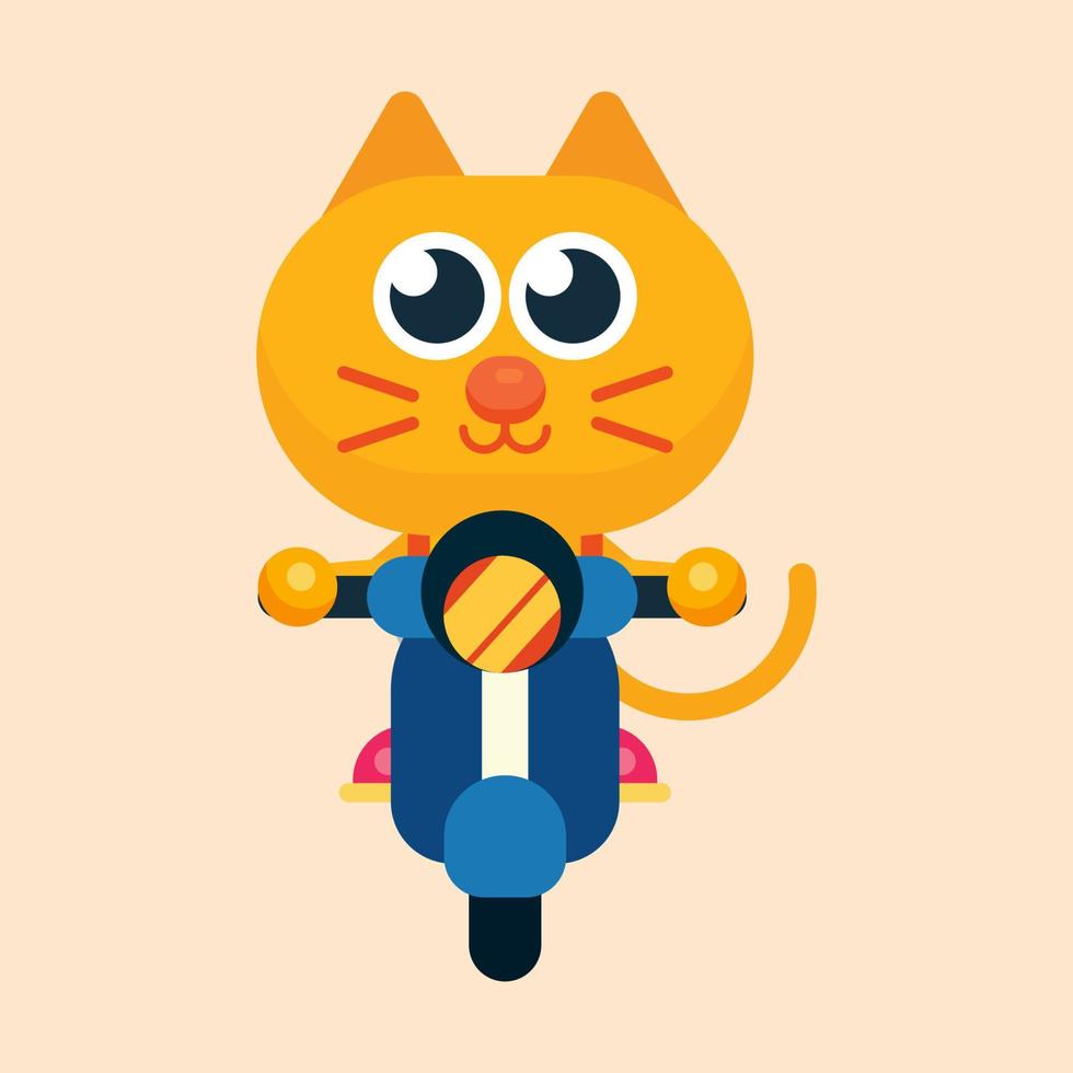 Cute cat maskot character with flat design illustrator vector