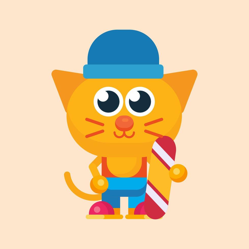 linda gato maskot personaje con plano diseño ilustrador vector